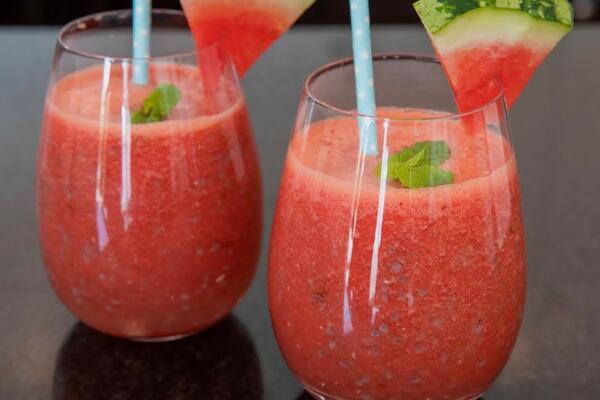 image of Watermelon juice with Basil seeds