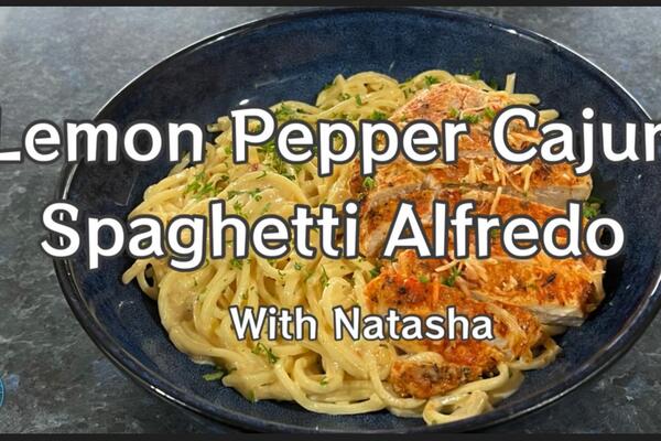 image of ​Lemon Pepper Cajun Chicken Spaghetti Alfredo