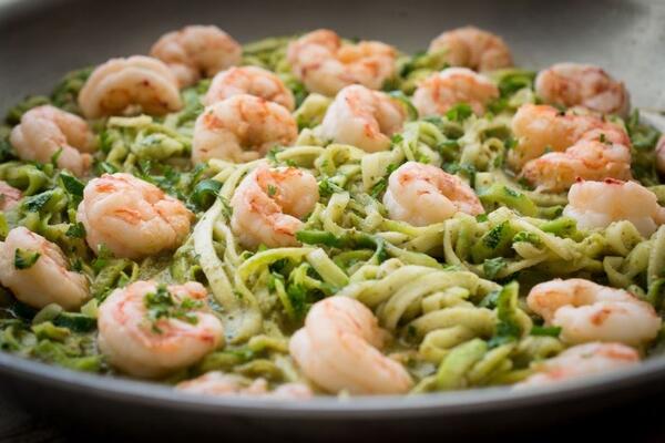 image of Pesto Prawns with Courgette Zoodles 