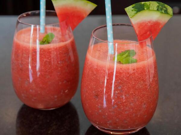 image of Watermelon juice with Basil seeds