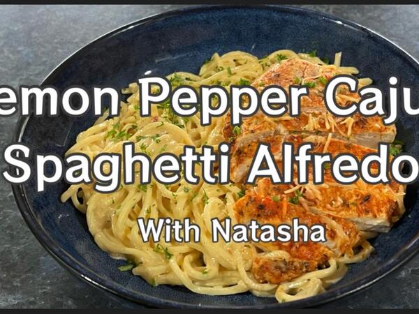 image of ​Lemon Pepper Cajun Chicken Spaghetti Alfredo