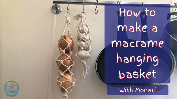 image of Macrame hanging basket with Monari