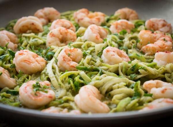 image of Pesto Prawns with Courgette Zoodles 