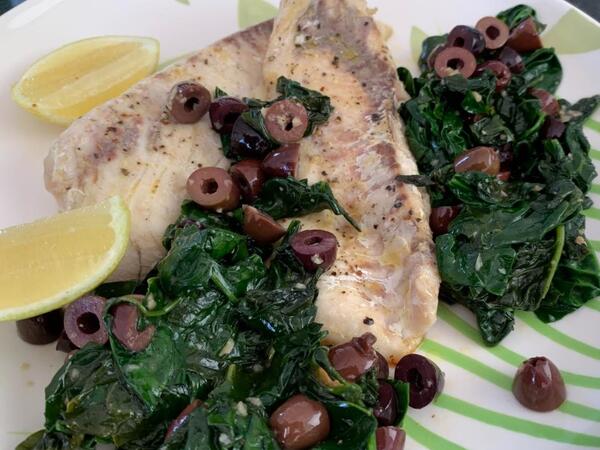 image of Fish with Olives and Spinach