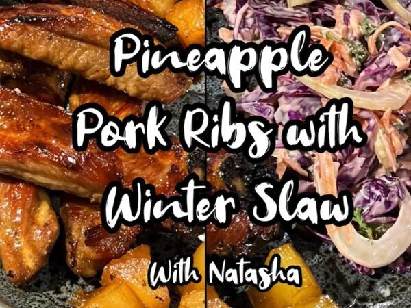 image of Pineapple Pork Ribs with Winter Slaw